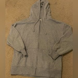 Grey Oversized Zip Up Hoodie